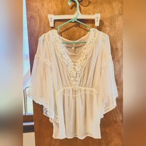 Free People sheer white lace top size Medium